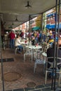 People Enjoying an Outdoor Street Restaurant